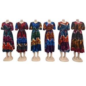 Wholesale New Fashion Large Size Loose Printed Muslim Short Sleeve Robe V-neck Dress