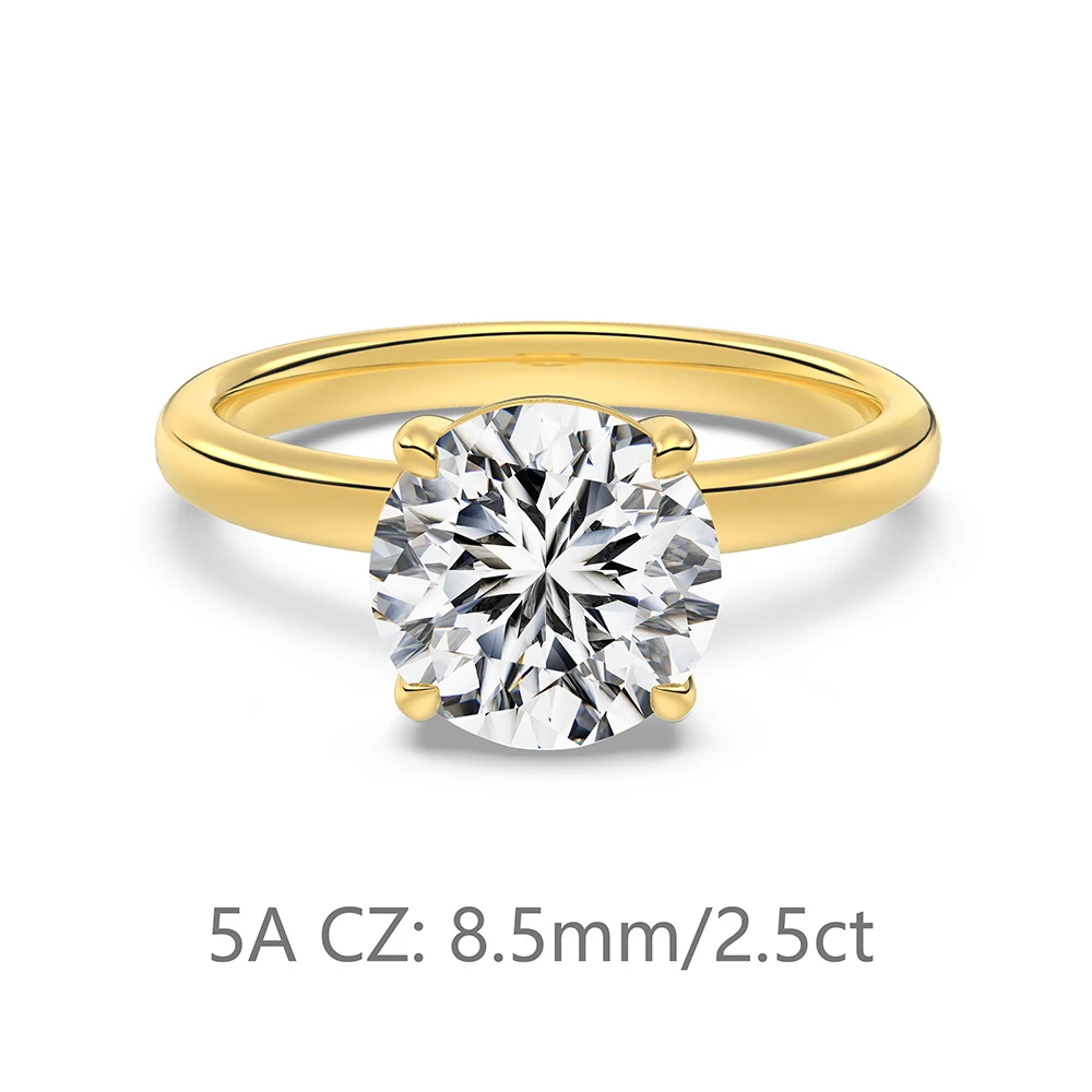KAKODIY Pearlescent Cubic Zirconia 14K Gold Plated 925 Sterling Silver Round Fine Jewelry for Women Ring Cubic Zirconia Wedding Ring detail 5