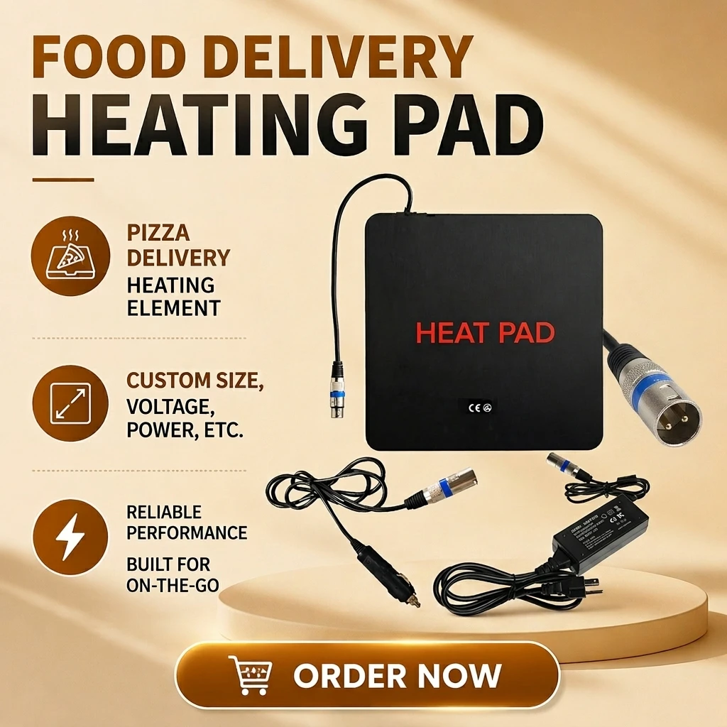 300x300mm 12V Food Delivery Warmer Pad Silicone Heater Heating Pad for Pizza Food Delivery Bag