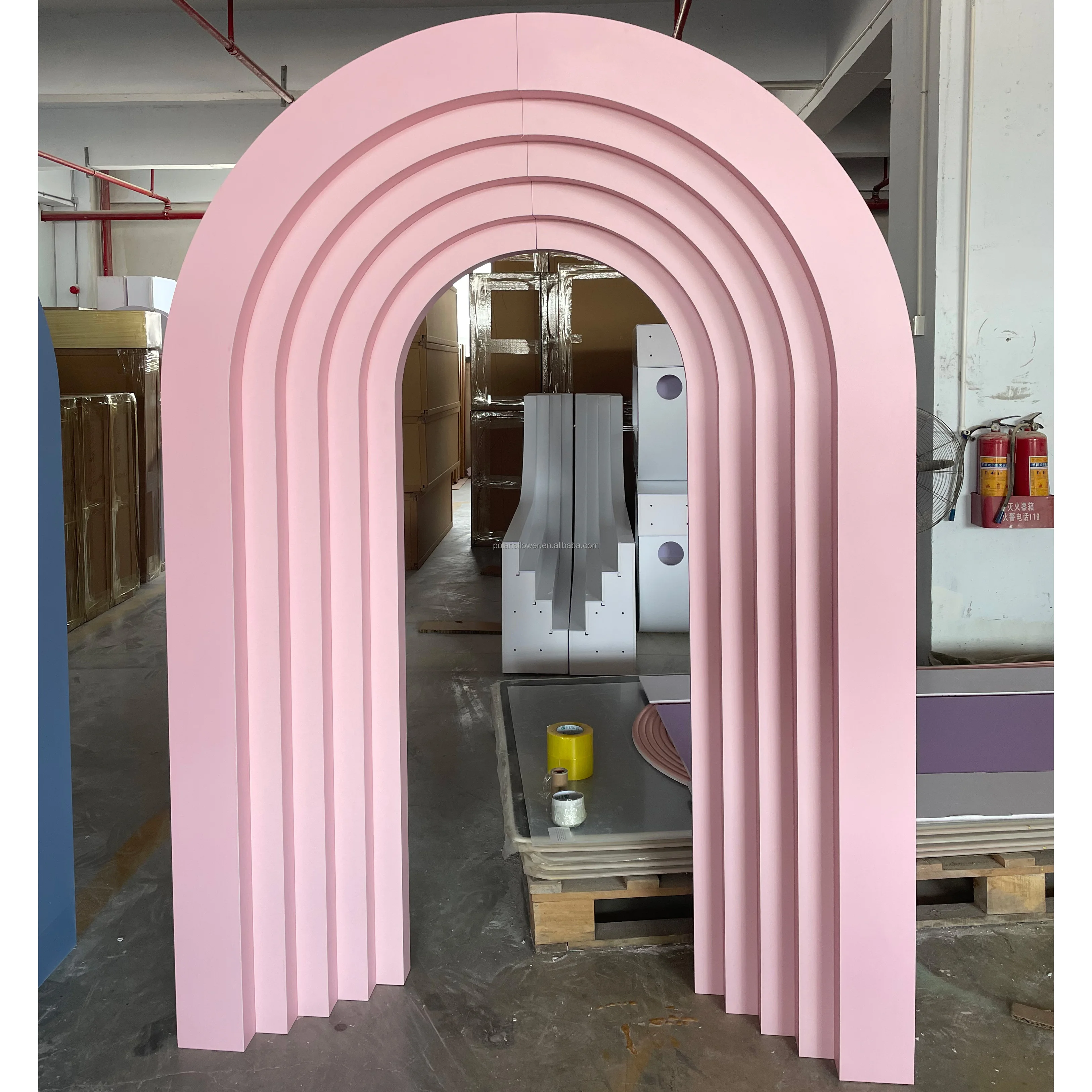 웨딩 용품 아치 리플 배경 핑크 블루 3D 계층화 된 웨딩 파티 이벤트 장식 아치 배경 장식