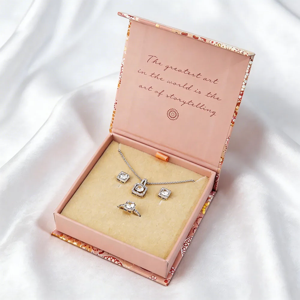 Luxury Custom Magnetic Jewelry Box – Fashion Paper Cardboard Packaging for Women’s Rings, Earrings & Necklace Gifts