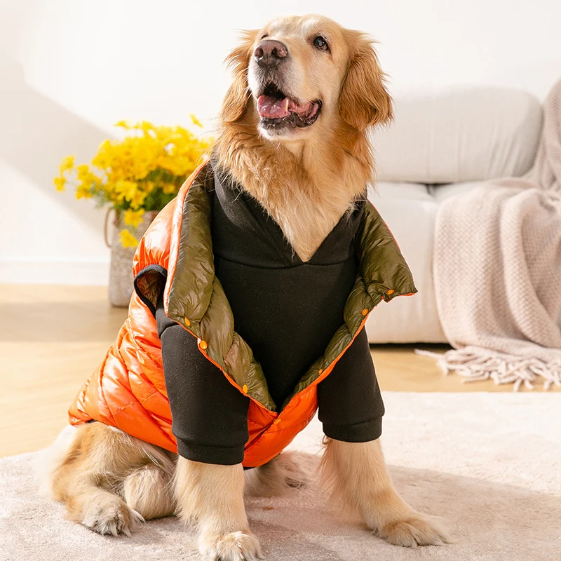 Luxury Large Dog Apparel High Quality Reversible Coats Winter Dog