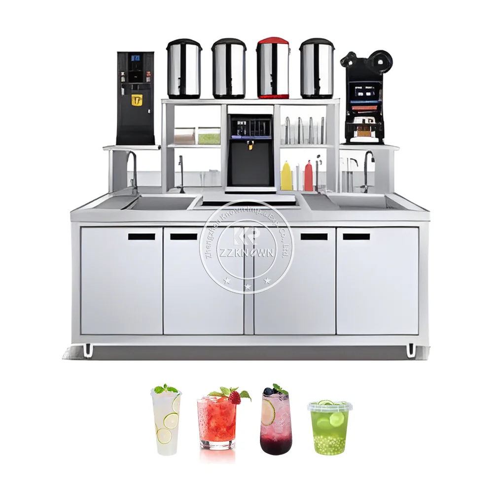 2025 Custom Cocktail Tea Bar Counter Bubble Bar Commercial Boba Shop Working Station Container Milk Tea Bar Counter