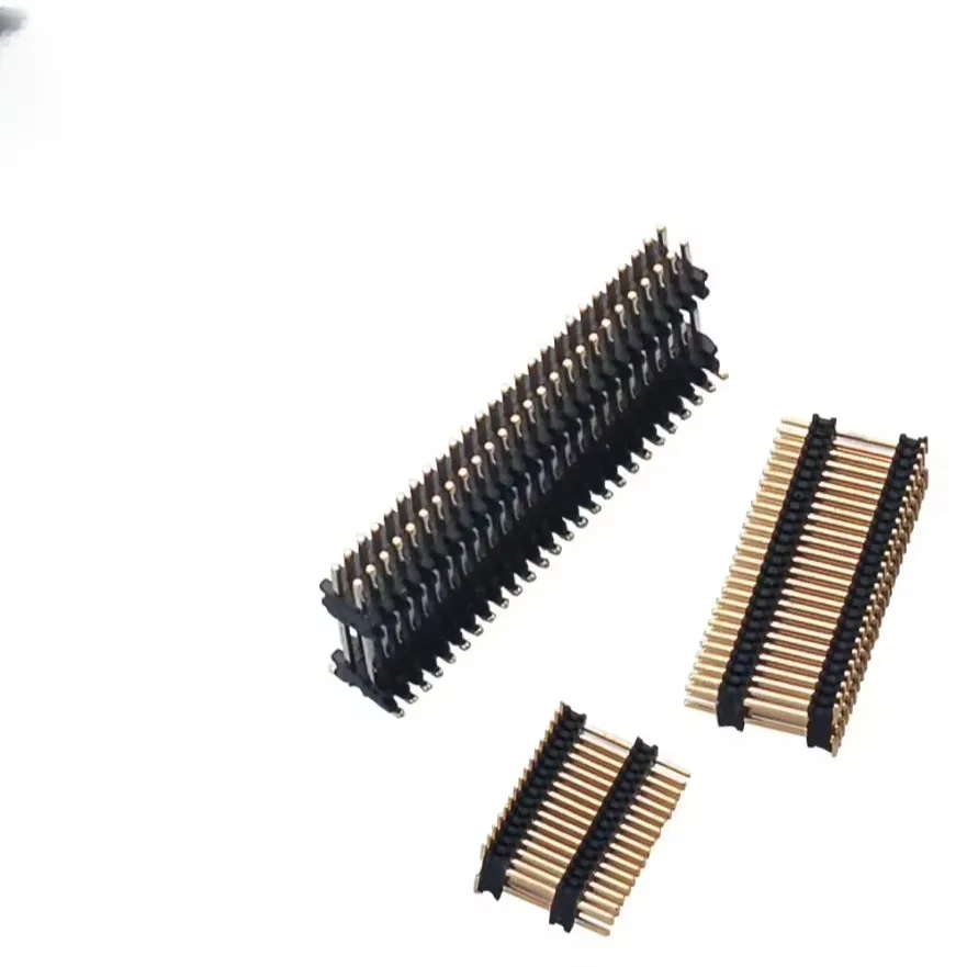 Custom Right Angle Double Row Double Plastic Pin Header 2x20P Gold Plated Brass 1.0mm Pitch Connector for Smart Home Appliance