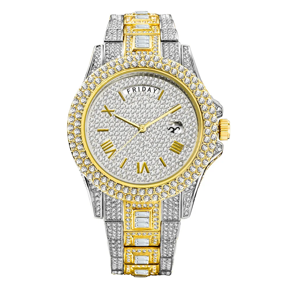 Luxury MISSFOX V320A Ice Out Diamond Watch Multifunction Adjust Calendar Quartz Watches aperçu 10