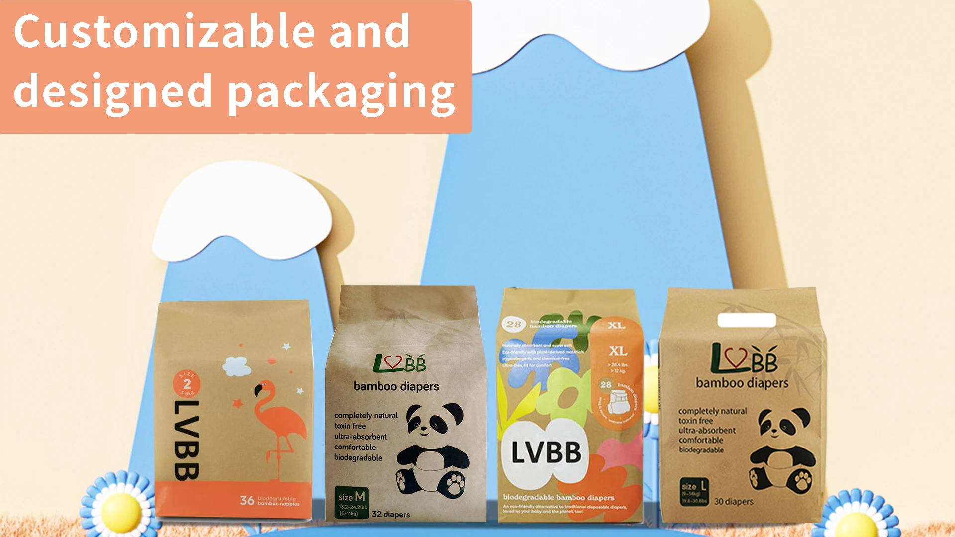 Oem Free Sample Biodegradable Diapers Nappies Degradable Fluff Pulp