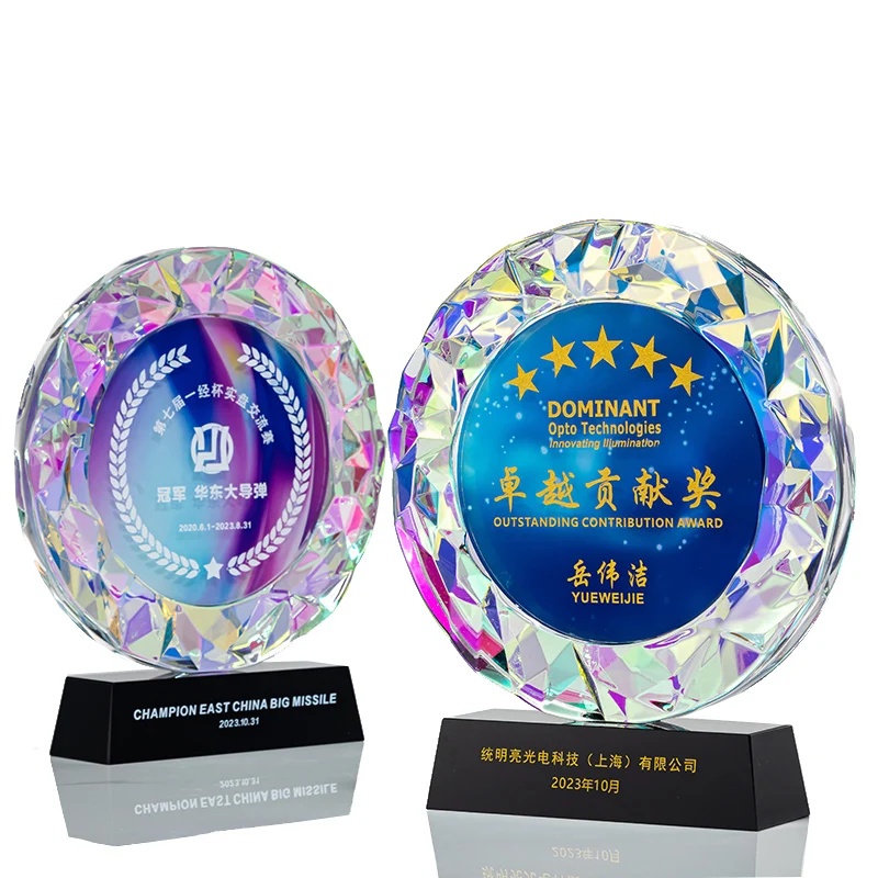 Multi-colored crystal awards Trophy Music and Movie Trophy souvenir for outstanding contribution