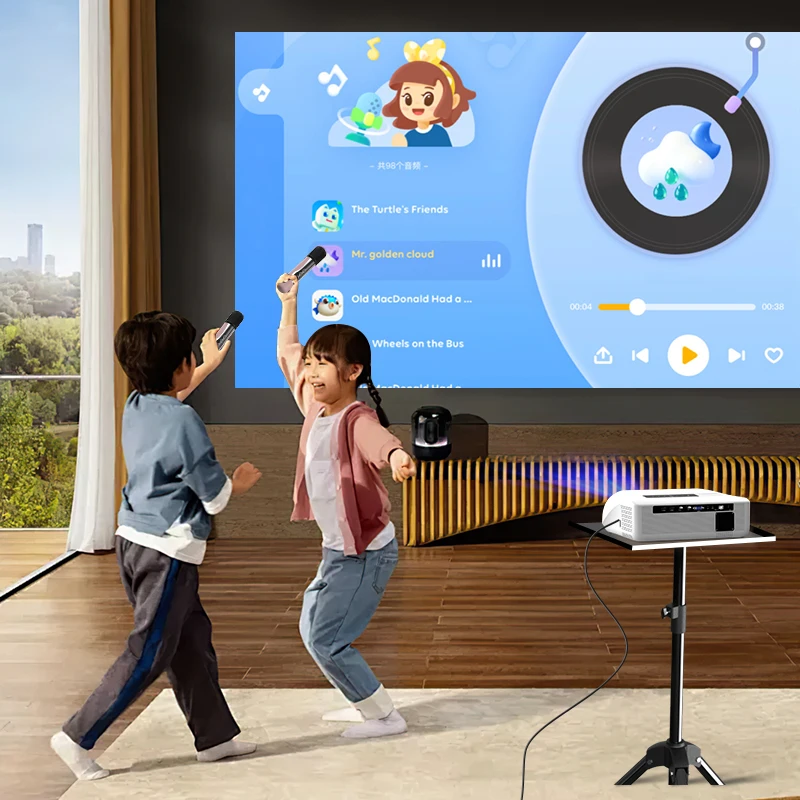 CAIWEI Projector With 5G WiFi Support 4K Video Projector 1450 ANSI Lumens With Building in Speakers