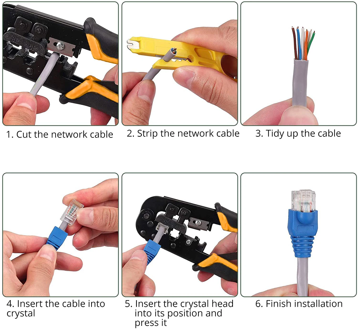 EZ Cat5e/6/7 Ethernet Cut Wire Cable Stripper Plier Tool