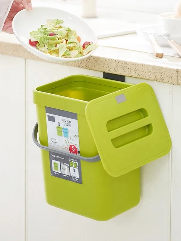 3L 5L Kitchen Bathroom Wall Mounted Trash Can Waste Bin Garbage Bucket 