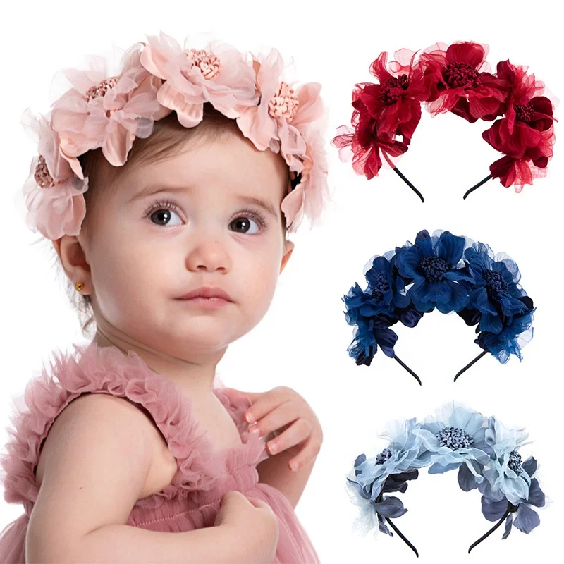 10 Pcs Set Head Band Baby Girl Cloth Elastic Flower Hairband