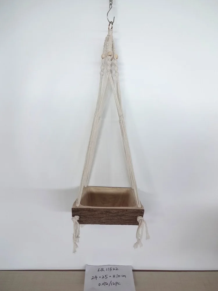 Домашний богемный декор, комнатный и уличный цветочный горшок, деревянный растительный лоток с хлопковой веревкой