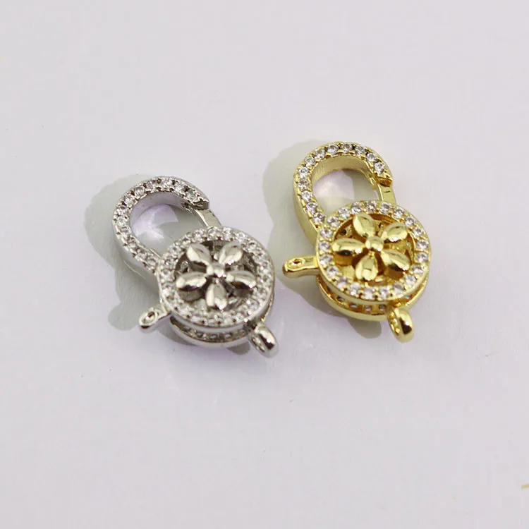 CZ8188 18k Gold Plated Diamond CZ Micro Pave Teardrop Lobster Claw