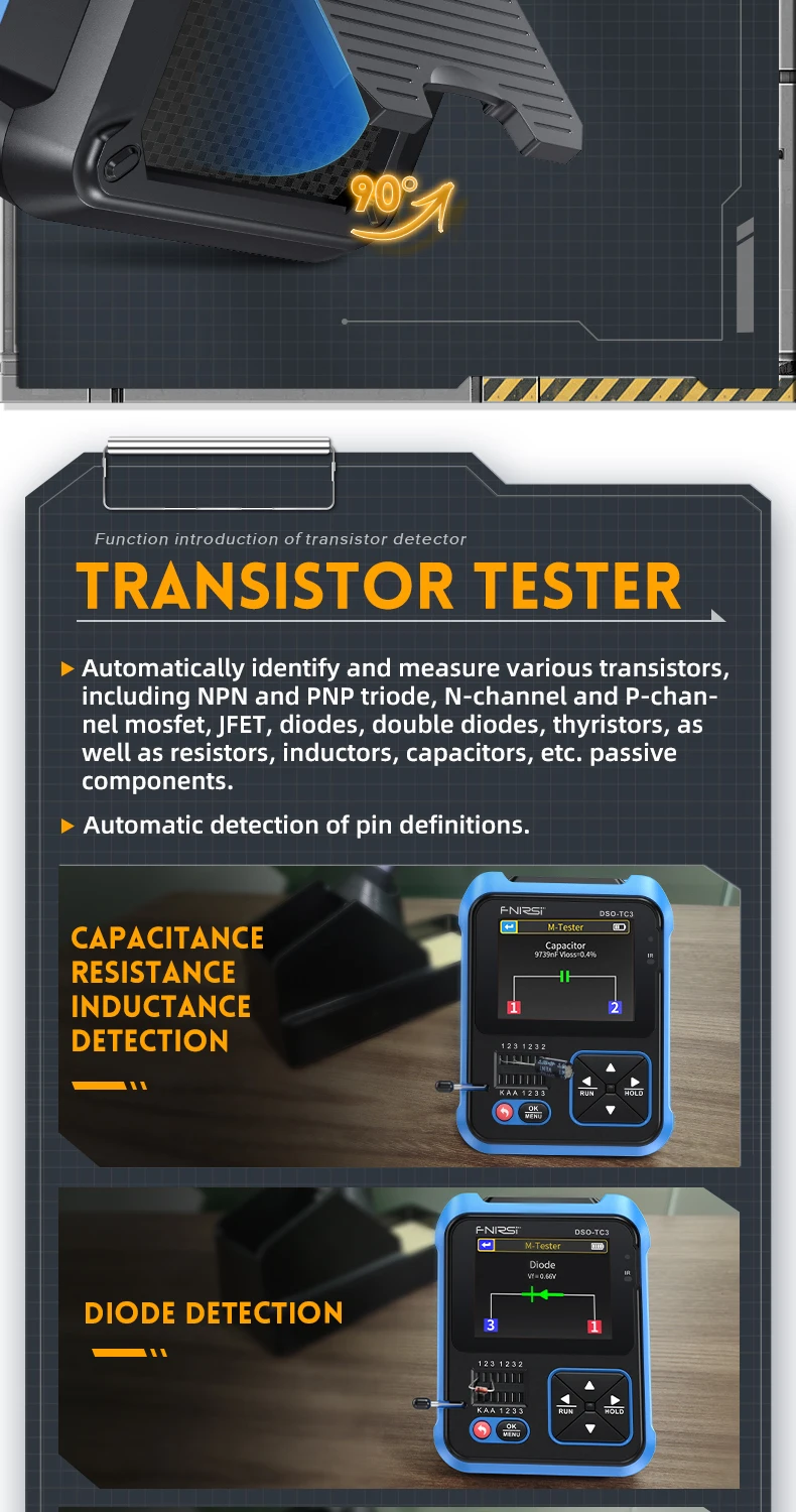 3-in-1fnirsi Dso-tc3 Portable Digital Oscilloscope Transistor Tester ...