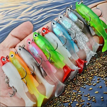 Black Minnow 8cm/2.8in 14g Soft Vibe Fishing Lure PVC Artificial Bait with Cool Hooks Printed Freshwater Bass Target – Soft Lure – view 3