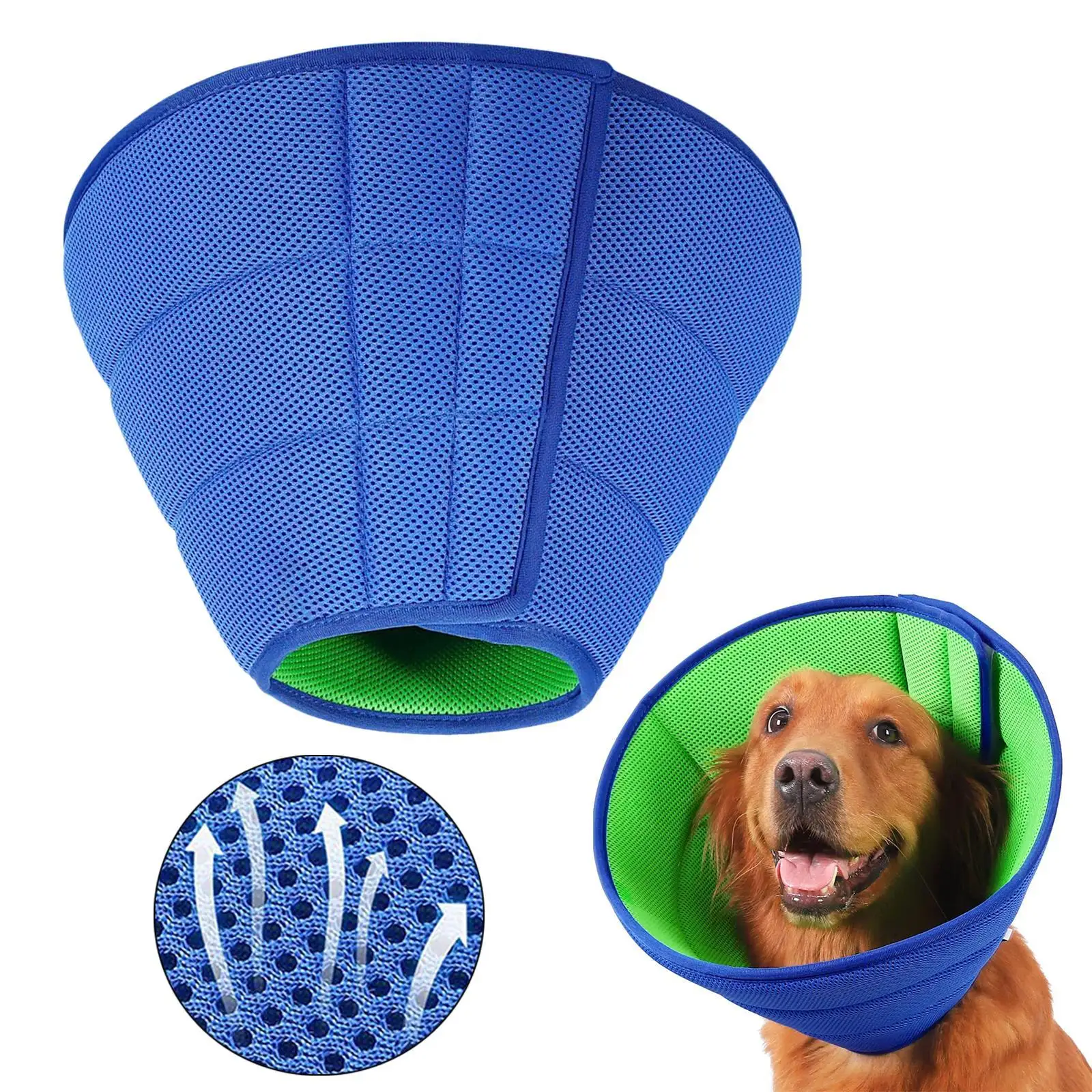 Adjustable Dog Cone Extra Soft Breathable Dog Cone Collar Elizabethan