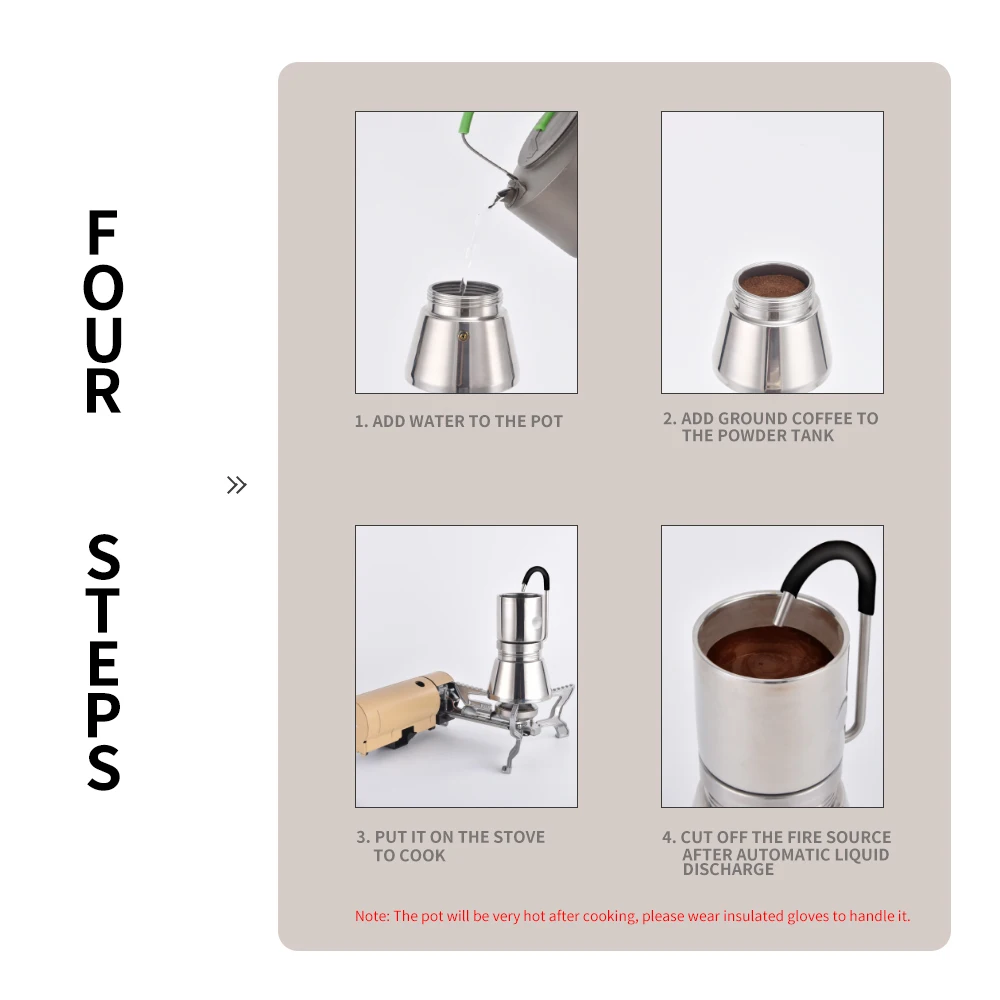 Portable Stainless Steel Camping Coffee Maker Moka Pot Brewer - Main Image