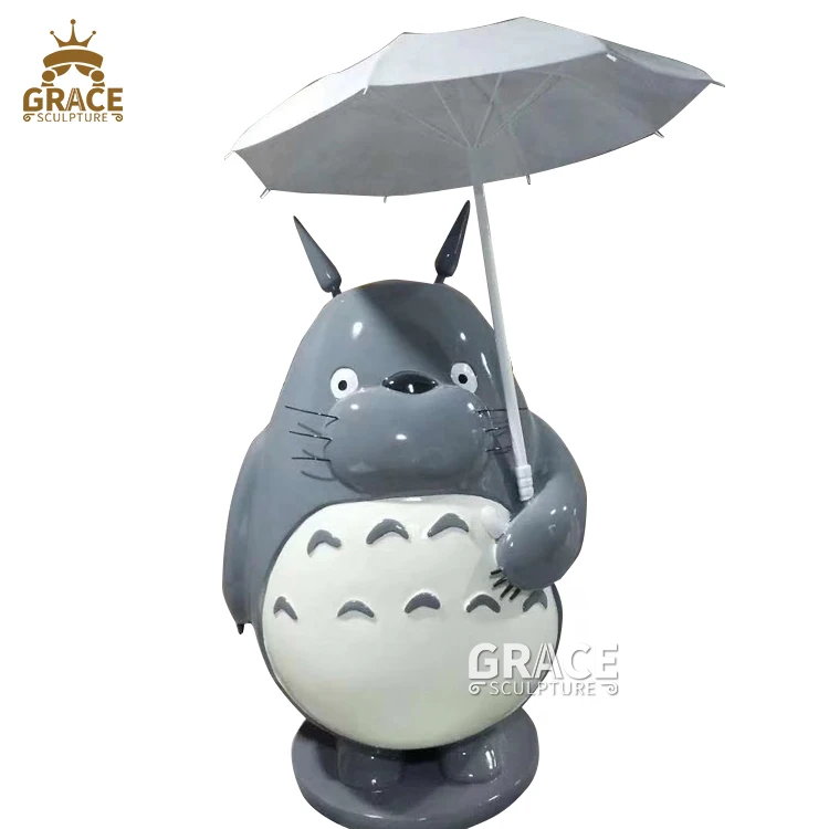Garden Fiberglass Totoro Sculpture Life Size Cartoon Animal Statue
