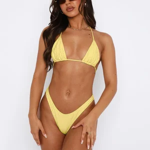 New Custom Solid Color Bikini Two Piece Set Low Price Sale High Quality Comfortable Bikini Set