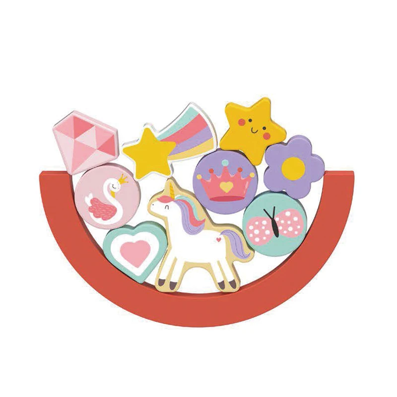 2 in 1 Unicorn Balance Game Puzzle Set Shapes Sorter Matching Game Pink Activity Board Toy for Kids
