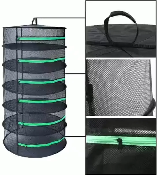 6 Layer Hanging Drying Rack With U Shape Zipper Herbs Petals Plants