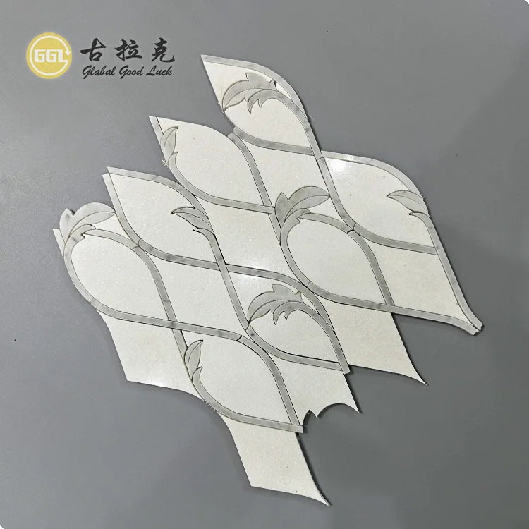 Natural White Marble Tile Leaf Shape Polished Surface Mosaic Tile for Bathroom Kitchen Backsplash Wall Hotel Shower