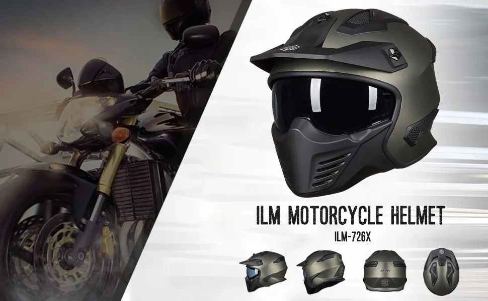 ILM Half Helmet Open Face Motorcycle Helmet Model 210V