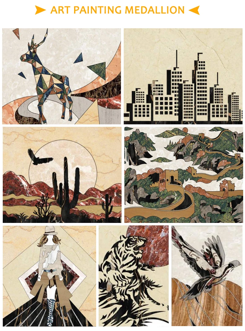 product luxury marble waterjet pattern tile for lobby floor modern design waterjet medallions for home design-9