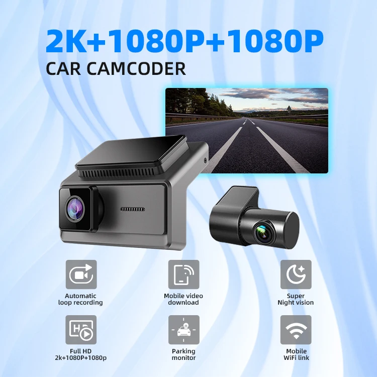 High Quality Wide Angle 140°+110°+120° Camera 2K+1080p+1080p 3 Lens Dashcam Multi Car Camera Black Box with for Senior Agent details