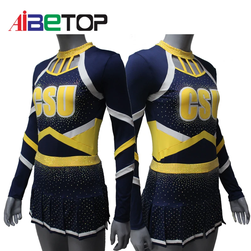 High School Competition Cheerleaders Uniforms Rhinestones Cheerleading ...