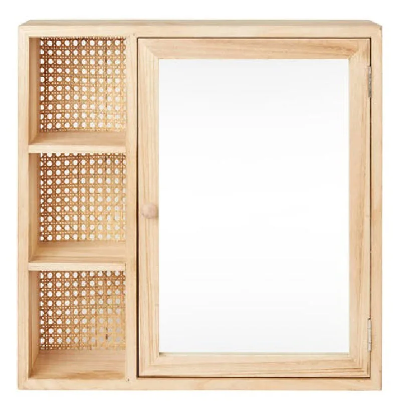 Wall Mounted Rattan Modern Storage Wall Bathroom With Mirror Buy Wall Mounted Rattan