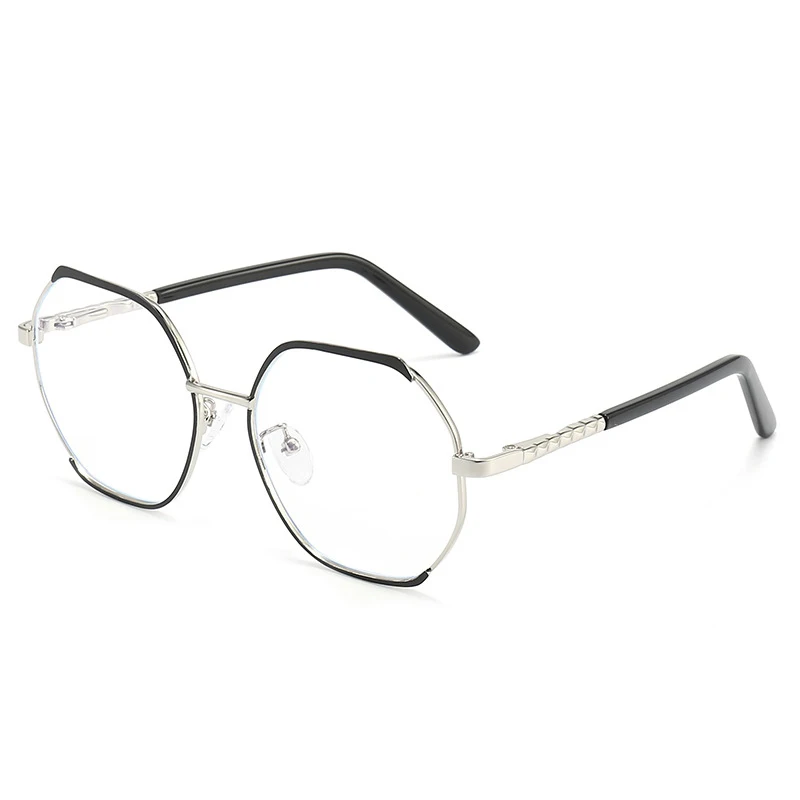 Fashion Orange Myopia Glasses Women 2024 Vintage Polygon Square Blue Light Blocking Eyeglasses Metal Nearsighted Eyewear Frames