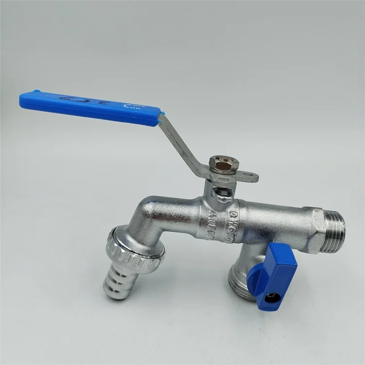 Two Handle Two Inlet Way Bib Cock Hose Water Tap Washing Machine Forged Brass Bibcock Water Tap