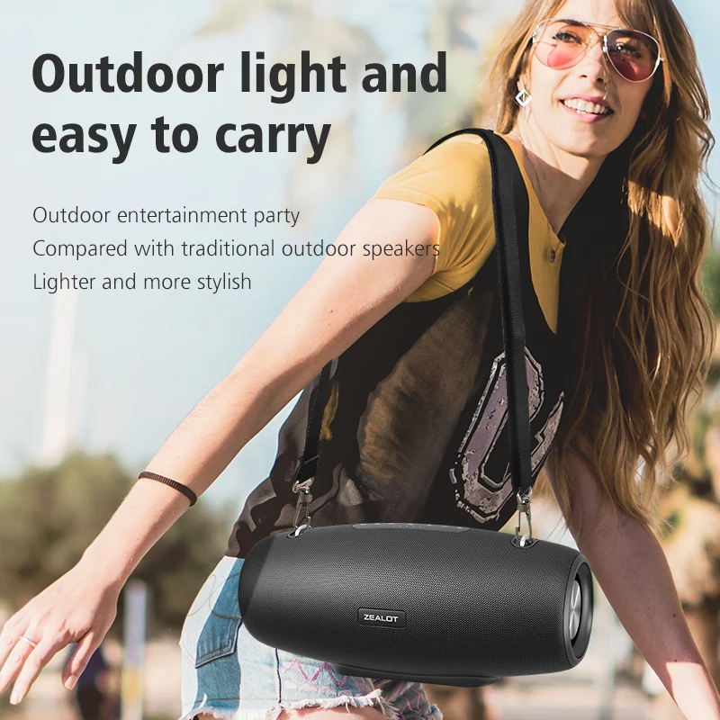 ZEALOT S67 Portable Speaker with Two Wireless Microphones and Shoulder Strap Support TWS, AUX In, USB, Bass and Treble for Party