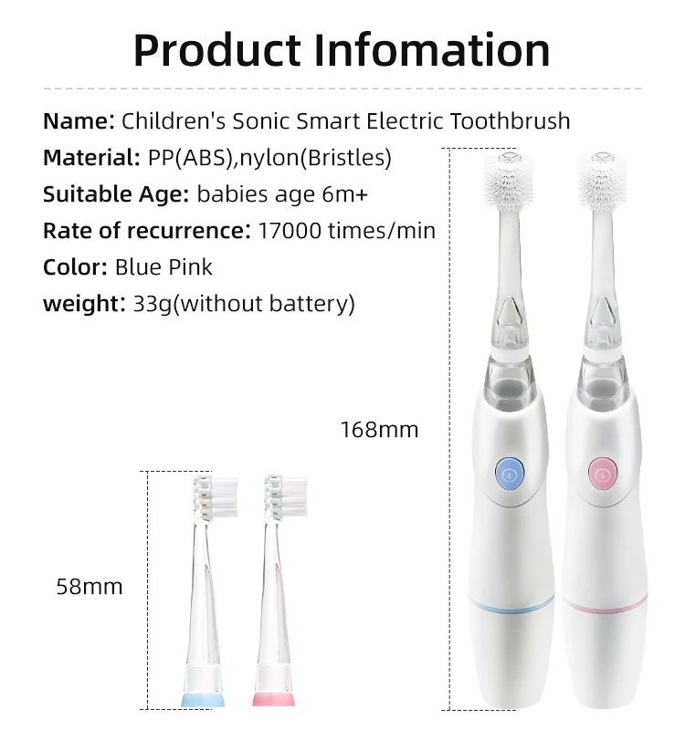 Baby Electric Toothbrush Soft Waterproof 360 Degree Bristle Children