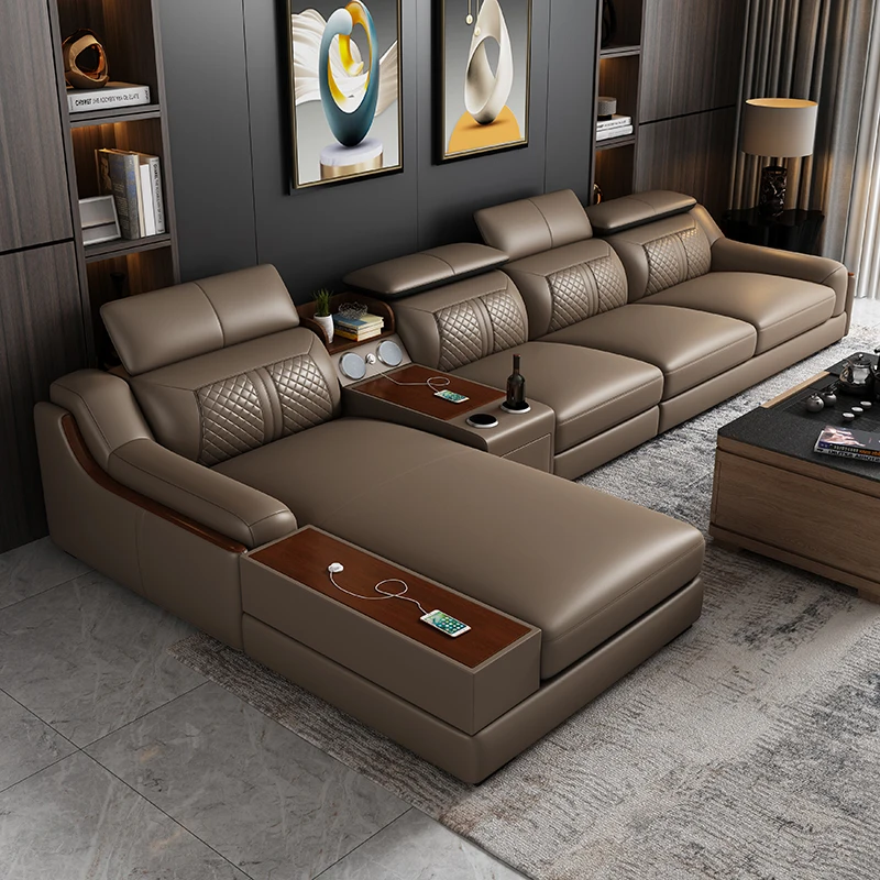 Leisure Modular Leather Sofa Comfortable Durable Deep Sofa Contemporary ...