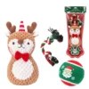 Pelota de tenis de Papá Noel + Alce navideño de peluche + Cuerda masticable