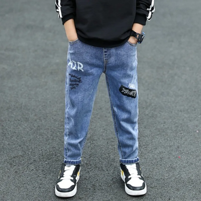 Spring Breathable Black Straight Leg Denim Jeans For Boys Odm