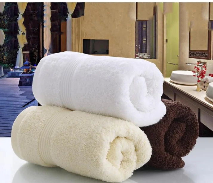 Beach Hotel Bath Towel Set with Embroidery Logo White Cotton Terry