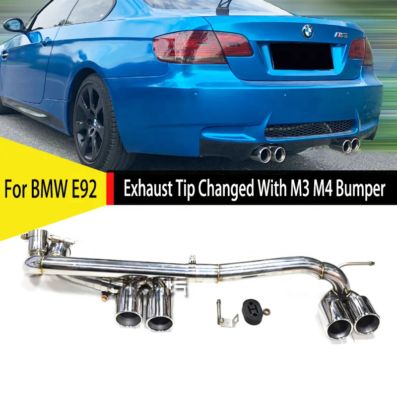 Embout échappement Fibre De Carbone Pour BMW E46 - Tailles Entrée 48-76mm, Sortie 76-114mm, Acier Inox