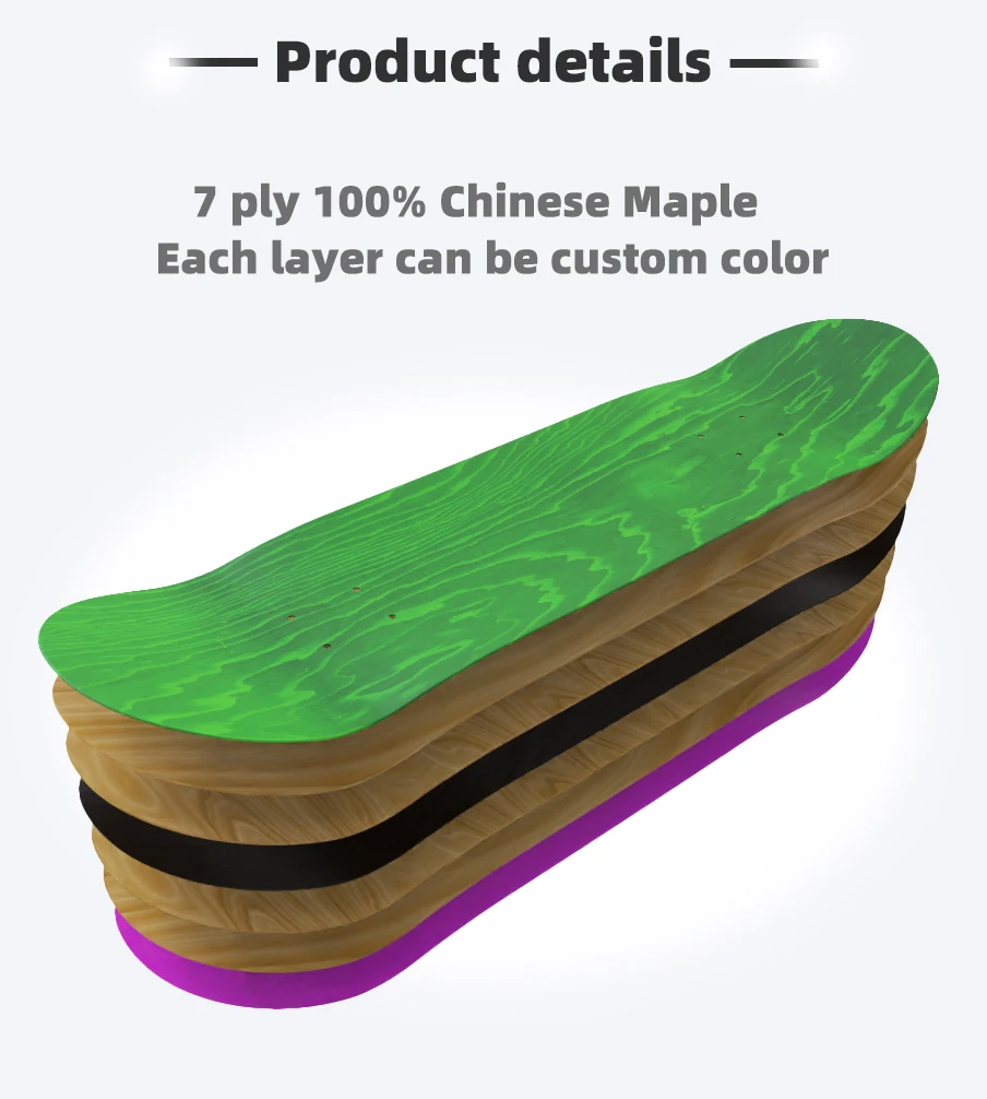 Yafeng Manufacturer Blank Skate Board Deck Oem 7.010 Inch Wooden Deep