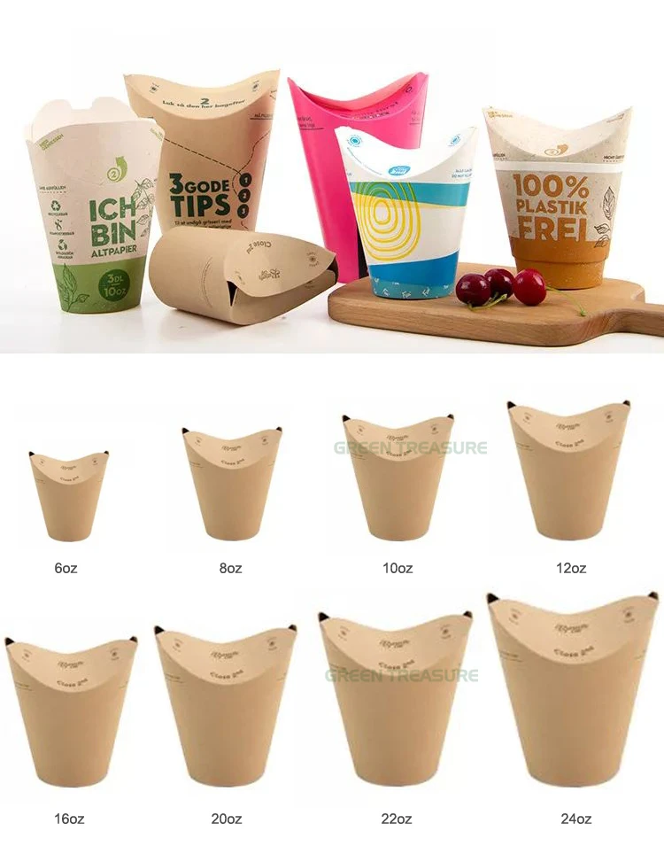 Biodegradable Eco Friendly Butterfly Paper Cup Easy to Use  Fries Paper Cups with Integrated Folding Lid for Cold Hot Drinks