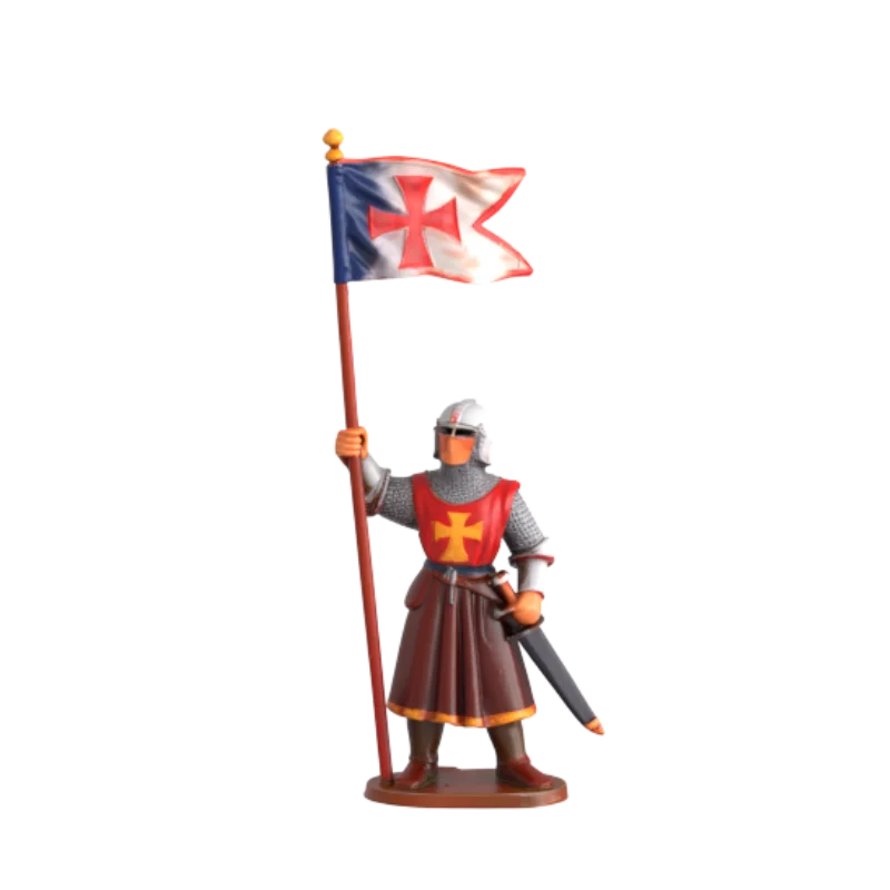 Wholesale Custom Medieval Knight with Flag Mini Resin Figurine OEM 3D Character Craft