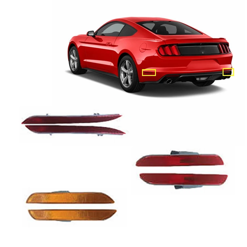 auto parts rear red yellow LED brake turn tail lamp light bumper reflector for ford mustang 2015 2016 2017