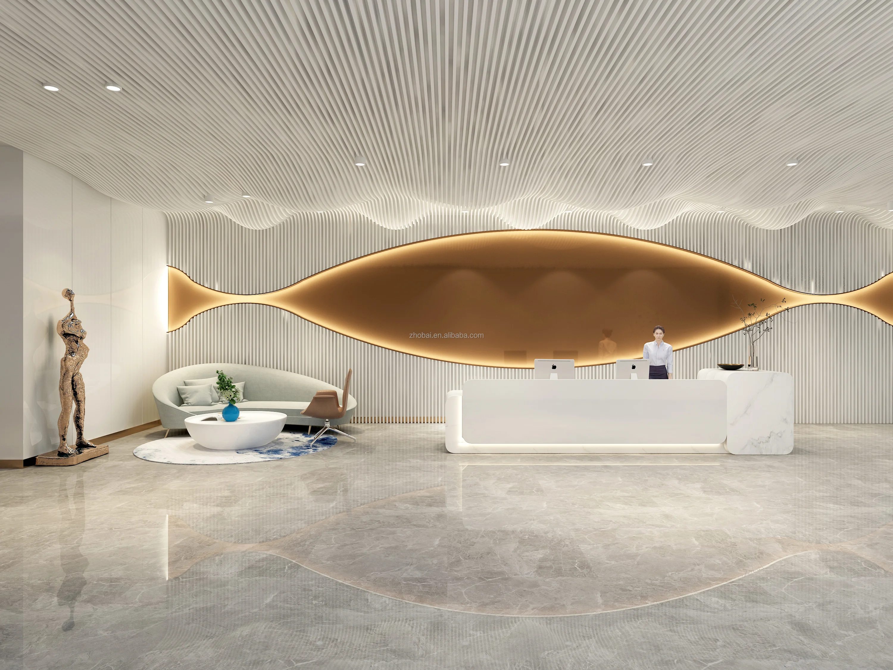 Custom High Quality LED Reception Desk Luxury Coffee Bar Counter with Cashier Front Desk Design for Salon Use 3