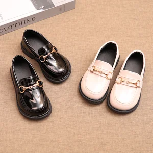 2026 Fashionable Black Dress Shoes for Girls and Boys Princess-style for Girls and English-style for Boys Perfect for Summer