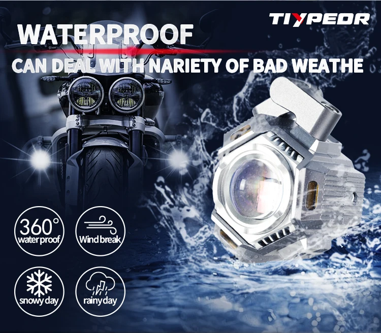 TIYPEOR Motorcycle LED Headlight Spotlight Auxiliary Fog Light CNC Aluminum Headlamp for Electric Vehicle ATV UTV Off-Road Motor factory