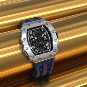 Hot Sale Luxury Men's Quartz Wrist Watch Fashion Business Sports Chronograph Silicone Waterproof 5ATM Business Watches for Men