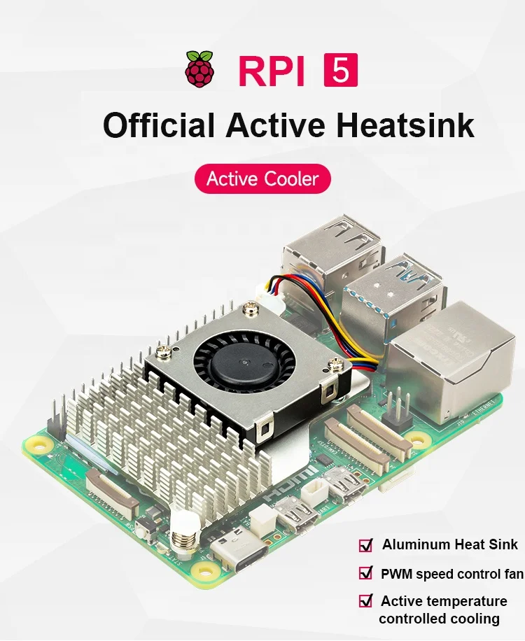 Raspberry Pi5公式オリジナルアクティブクーラーPWM5Vスピード