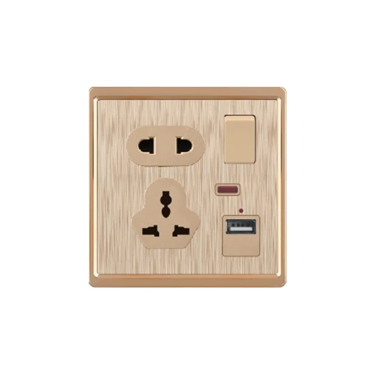 
 Высококачественная многофункциональная 3-контактная USB-розетка на 1 пост 16 А с неоновым и USB-портом  